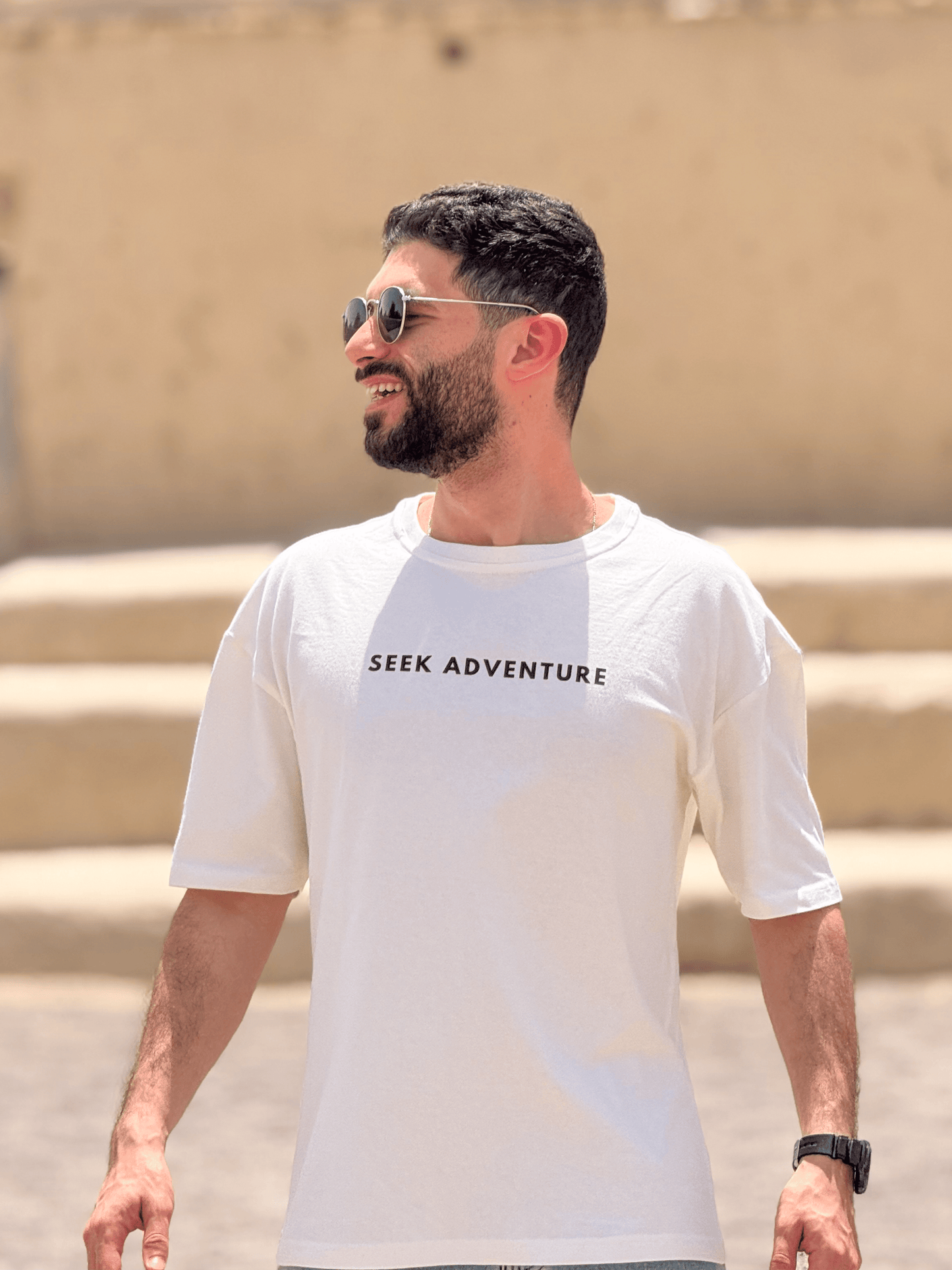 Seek Adventure Tee - Oversized White