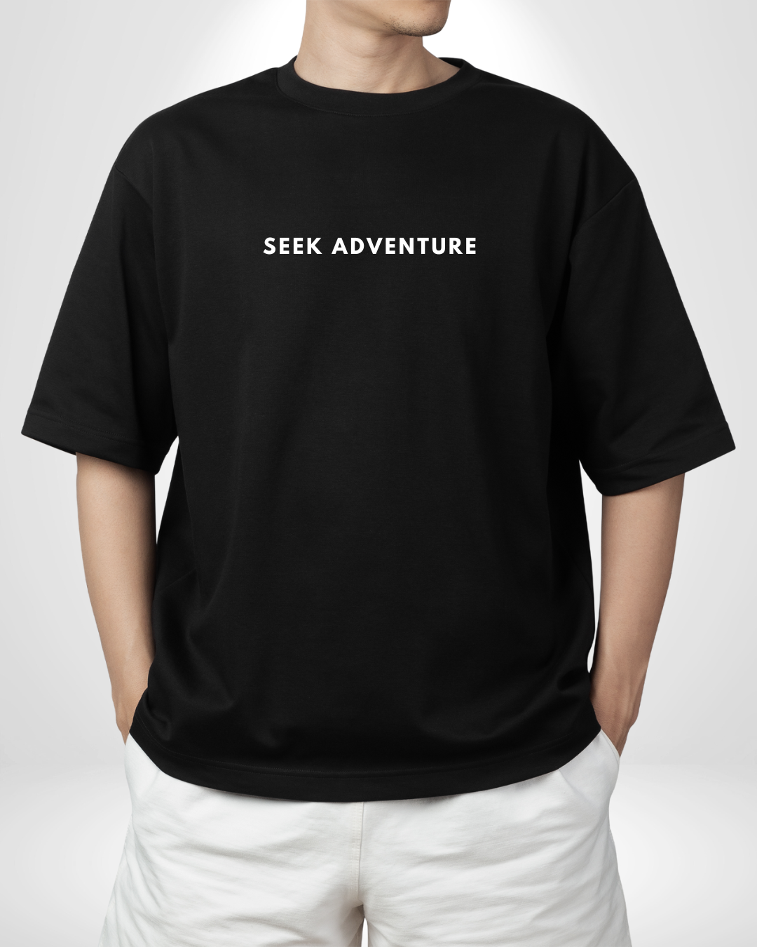 Seek Adventure Tee – Oversized Black