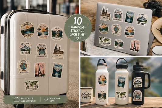 Adventurer's Travel Sticker Pack – 10 Unique Designs
