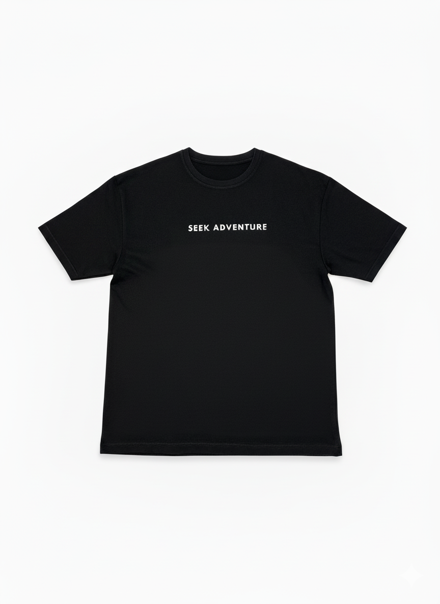 Seek Adventure Tee – Oversized Black